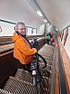 Sint Annatunnel göngin tengja saman hluta Antwerpen, beggja vegna árinnar Scheldt. Göngin eru frá því rúmlega 1930 og eru í nær upprunalegri mynd. Þau eru eingöngu fyrir gangandi og hjólandi. Þau eru rúmur hálfur kílómetri að lengd. Hér er ég í rúllustiganum á leiðinni niður í göngin, nýbúinn að leigja mér reiðhjól. - Hjólað í Belgíu